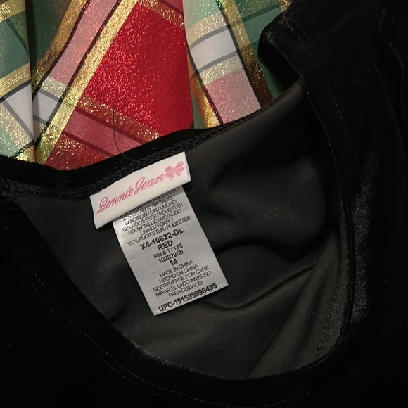 ❗️FINAL❗️ 🆕 BONNIE JEAN Christmas Holiday Velvet & Plaid Dress - Picture 3 of 7